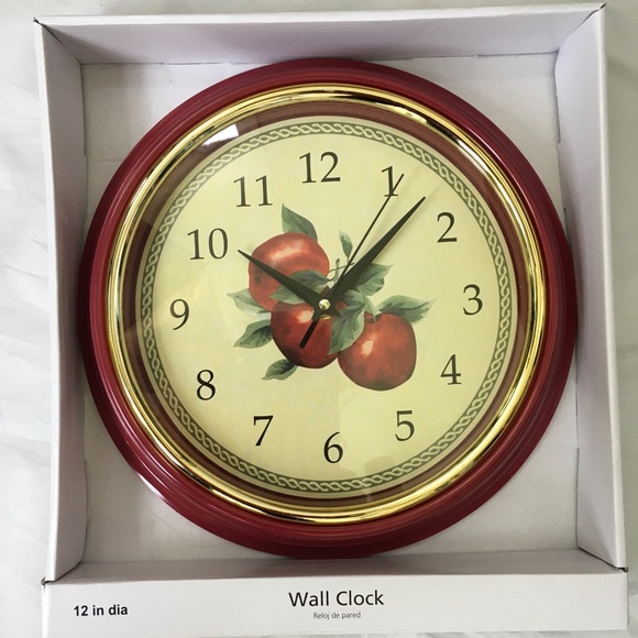 Seasonal Ind. Other - Rustic Apple Clock Kitchen Decor 12” Round